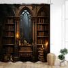 Винтажная Шторка для Душа с Книжной Полкой, Волшебные Книги Старая Книжная Полка Свечи Древний Чердак Принт Домашний Декор для Ванной Комнаты С Крючками