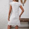 Женское летнее повседневное платье с короткими рукавами и свободным белым кружевом