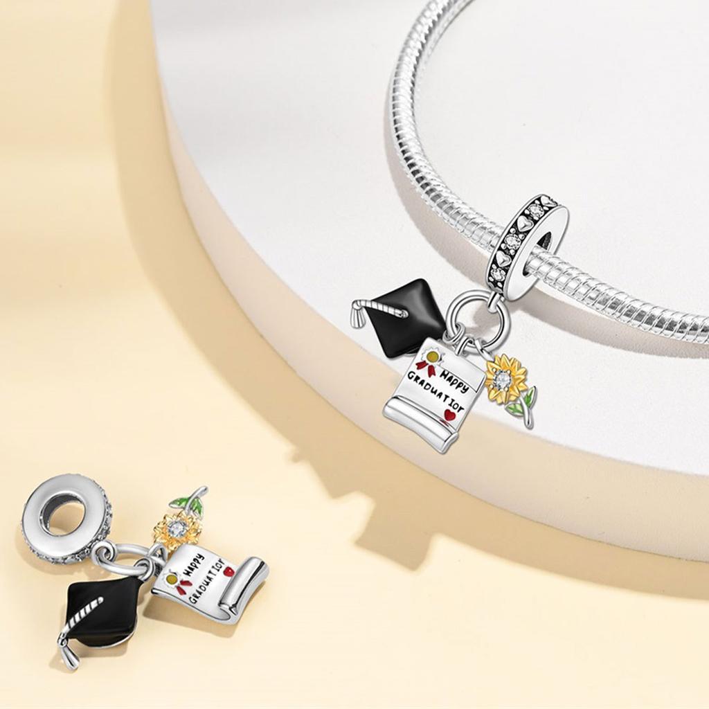 DIY Jewelry Accessories Graduation Owl Mortar Board Hat Pendant Charm