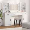 Makeup Vanity Set with LED Lights and Drawers 3 pcs White Wood based Material