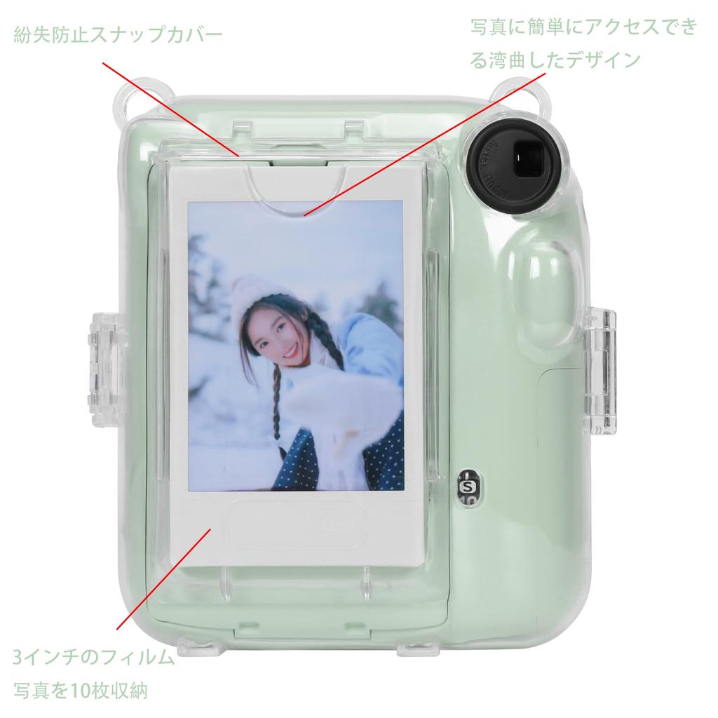 Exclusive Transparent Compatible Product FUJIFILM Instax Mini 12 Instant Camera INS MINI 12 PVC Cover with Shoulder Strap Transparent [Aenllosi Case]