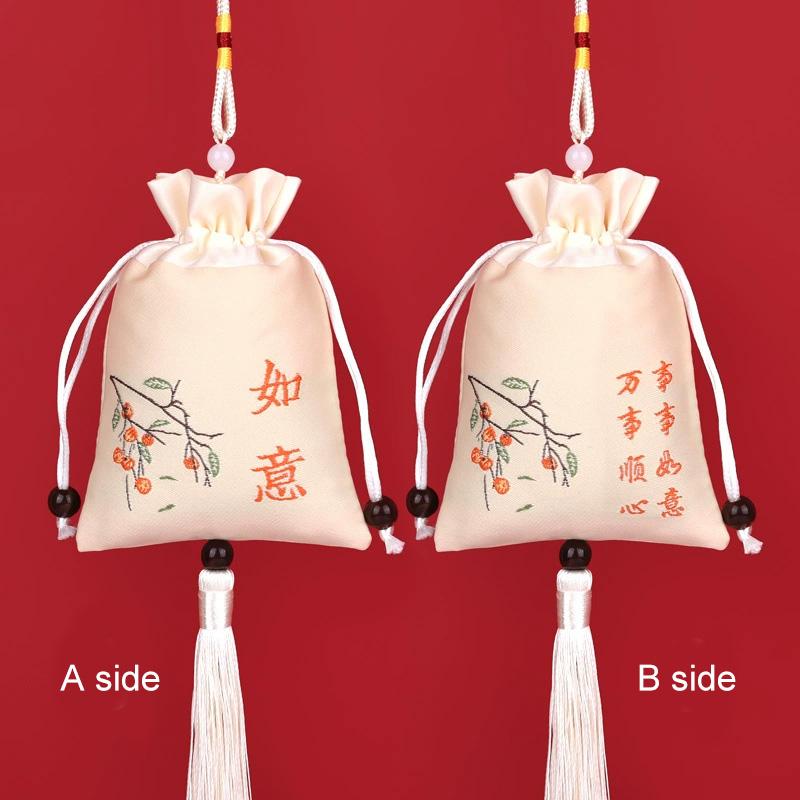 1 шт. тканый вышитый мешочек в стиле шелка, с кисточкой, на шнурке, многоразовый, лотос, цветок сливы, 8x12 см