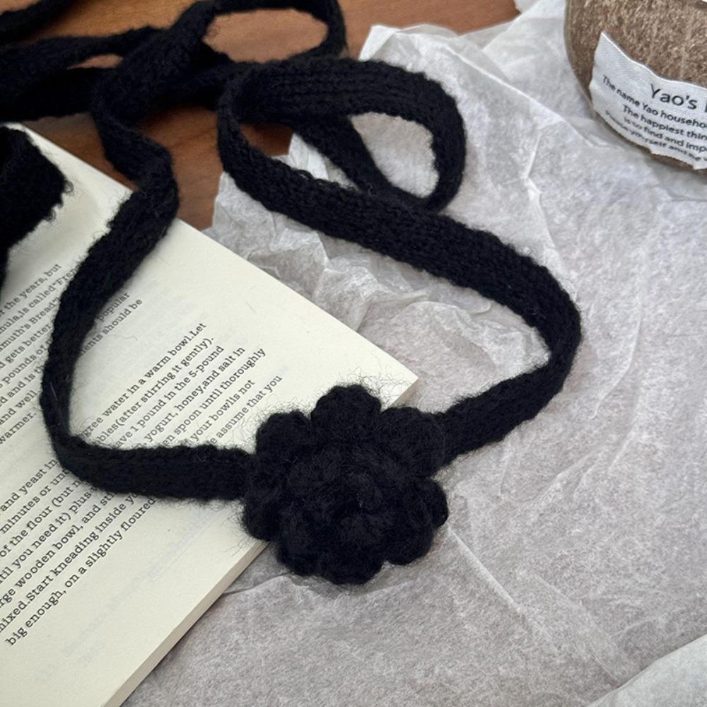 Handmade Crocheted Rose Wool Shawl Solid Color Long Narrow Scarves Knitted Scarf  Spicy Girl