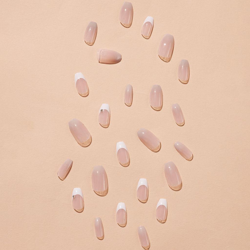 Handmade French Edge Solid Color Short Trapezoid Press-On Nails