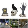 3шт Хэллоуин садовые украшения жуткий ворона череп призрак руки надгробия скульптуры готический скелет фигурка для внутреннего и наружного украшения