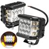2x 4 Inch Strobe LED Light Pods Amber Side Shooter White Spot Offroad Lights Bar Emergency Fog Driving Work Light Truck Boat SUV