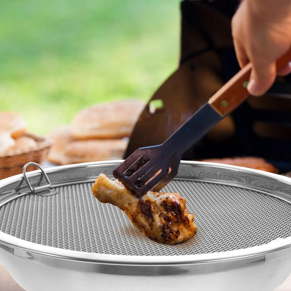 With Drainer Net Stainless Steel Oil Drain Pan Double-ear Handle Snack Serving Dish Kitchen