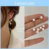 Korean Style Earrings With Classic Metal And Pearl Accents For Women