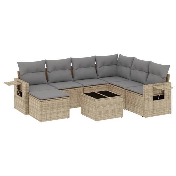 VidaXL Salon de Jardin avec Coussins 8 pcs, Canapés de Terrasse, Ensemble de Meubles de Patio, Mobilier d'Extérieur, Beige 3220508