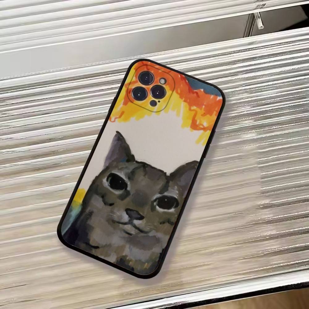 Кошачьи мемы F-Смешной милый чехол для телефона для iPhone 17, 16, 15, 14, 13, 12, 11 Plus, Pro Max, Другие Мягкий черный чехол