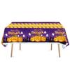 Halloween Fright Night Tablecloth: Pumpkin Ghost Castle Design, Disposable PE Material