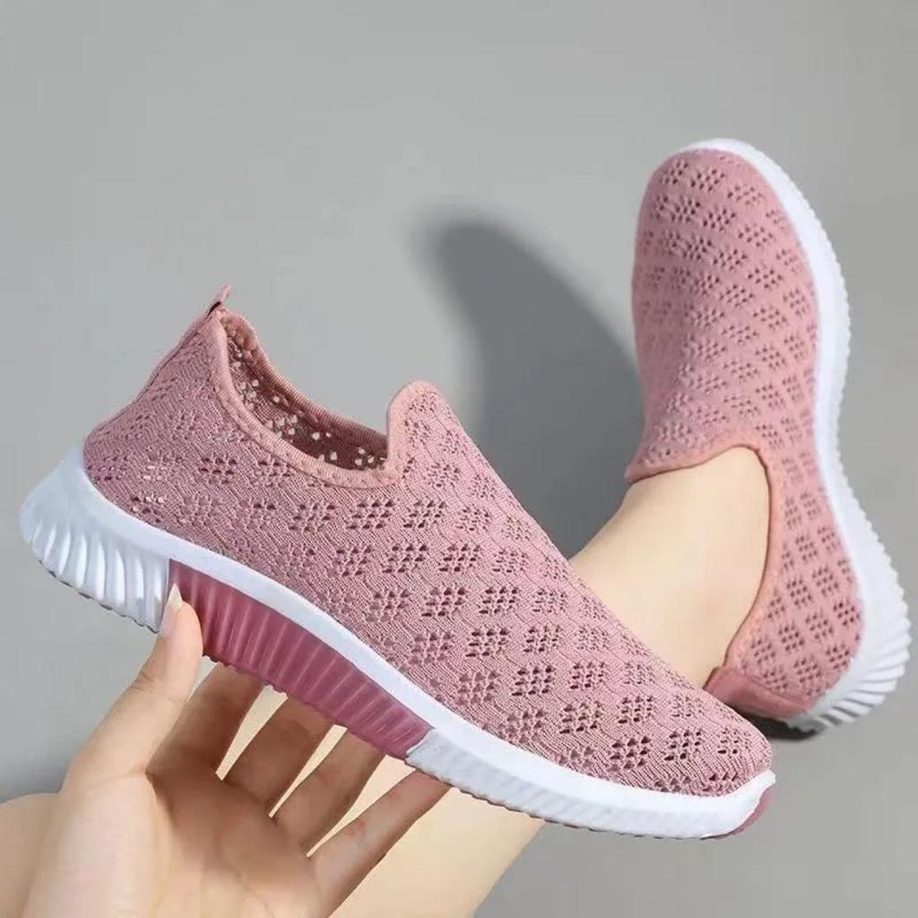 Summer Korean Mesh Comfortable Women Shoes Breathable Hollow Sports Walking Sneakers Casual Flat Ladies Solid Shoes 2024