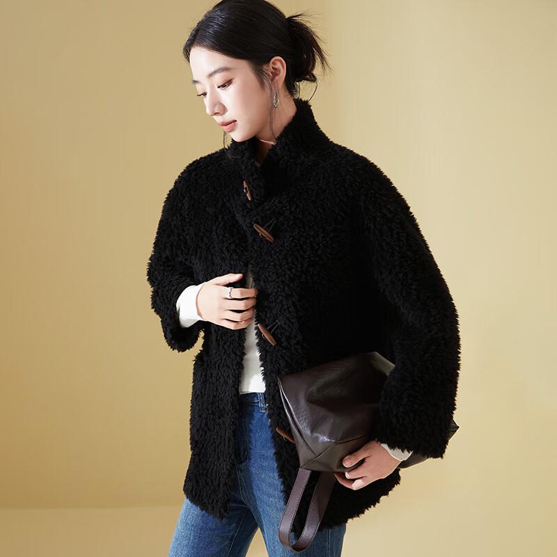 Kaiser Женское полудлинное пальто из овчины с воротником-стойкой и пуговицами-тогглами