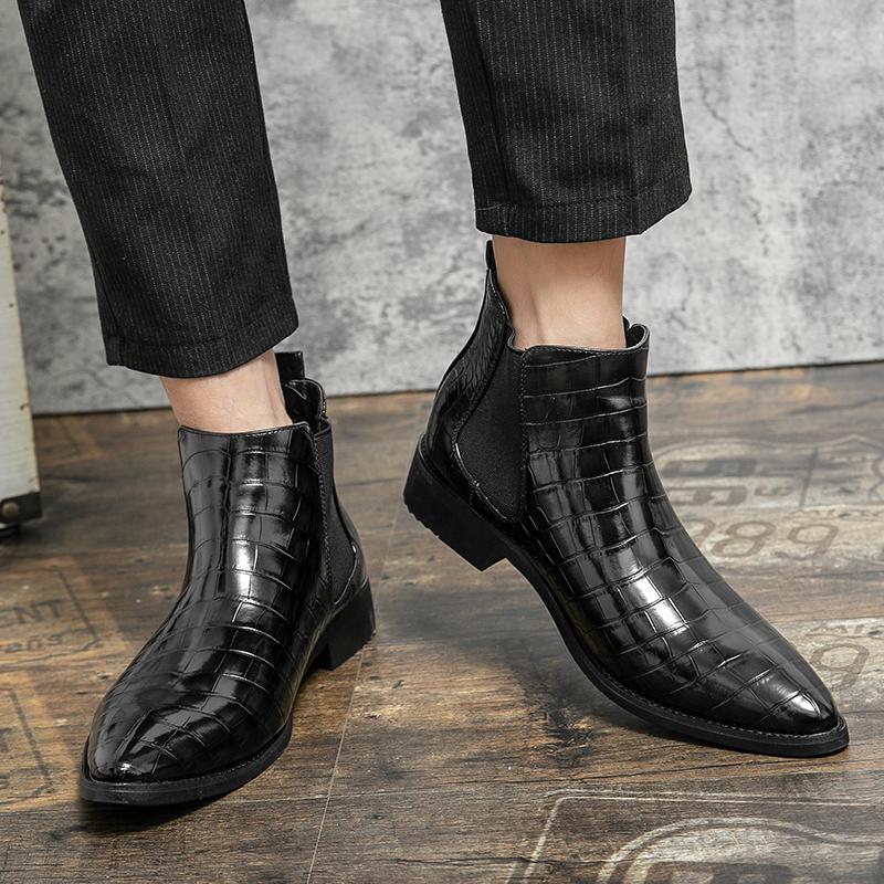 Новые высококачественные мужские остроносые ботинки челси с капюшоном, водонепроницаемые ботильоны, мужские модные ботинки-броги, кожаные туфли, размер 38-46