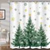 Занавеска для душа «Рождественская елка» Зеленые елки Снежинка Декоративная занавеска для ванны Рождественский праздник Водонепроницаемая ткань Занавеска для ванной Се