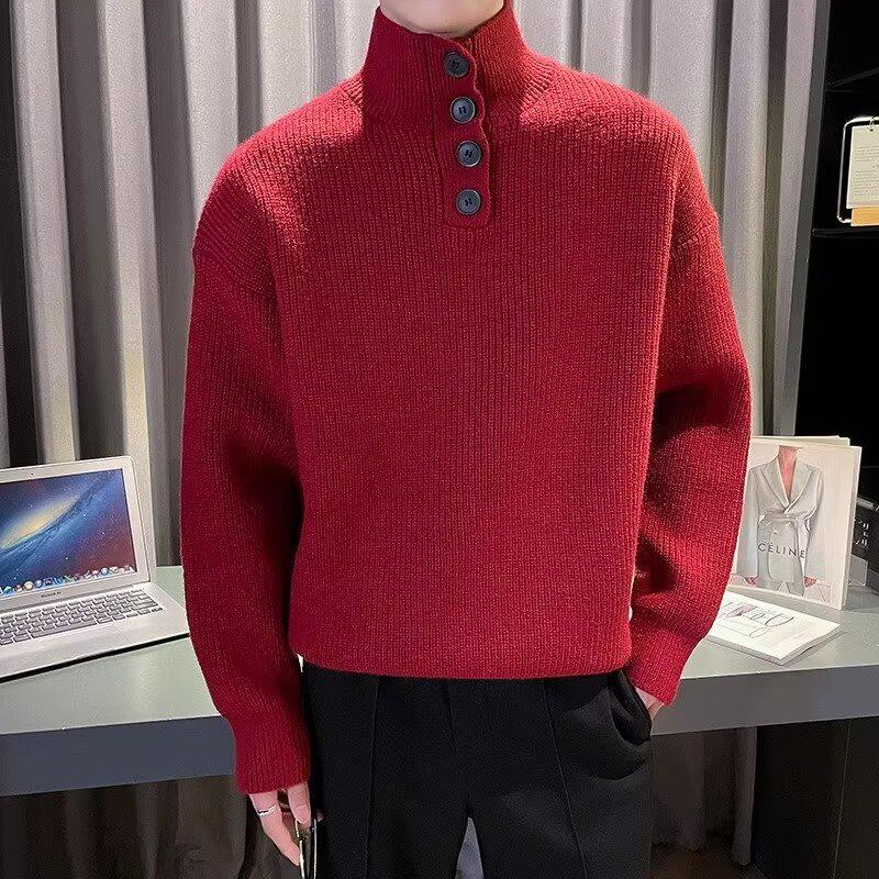 Мужская повседневная свободная толстая водолазка 2024 года