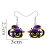 Themed Halloween Cat Pumpkin Skull And Dog Pattern Women Acrylic Earrings