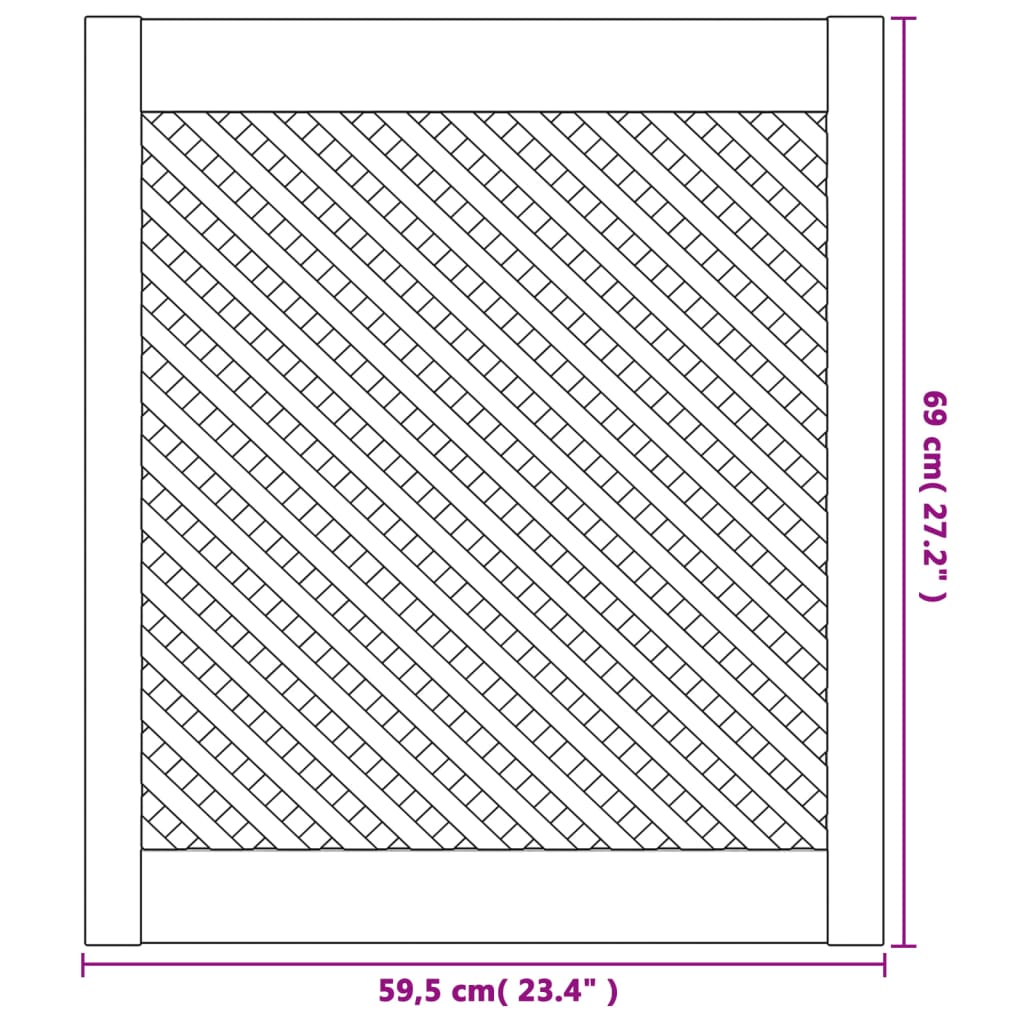 Cabinet Doors 2 pcs Grid Design 59.5 x 69 cm Solid Pine Wood