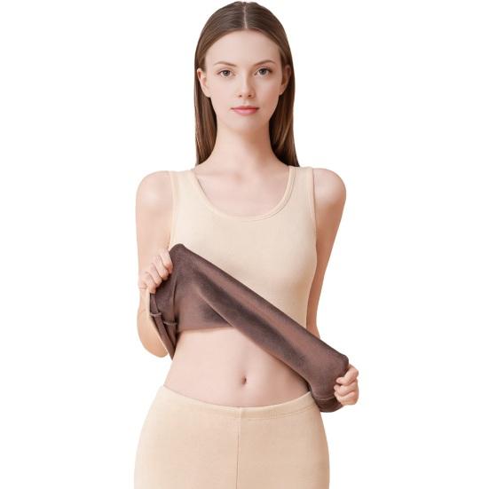 Thermal Tank Top for Women Fleece Lined Sleeveless Undershirt Crew Neck Camisole Warm Base Layer Slim Fit Underwear Tops