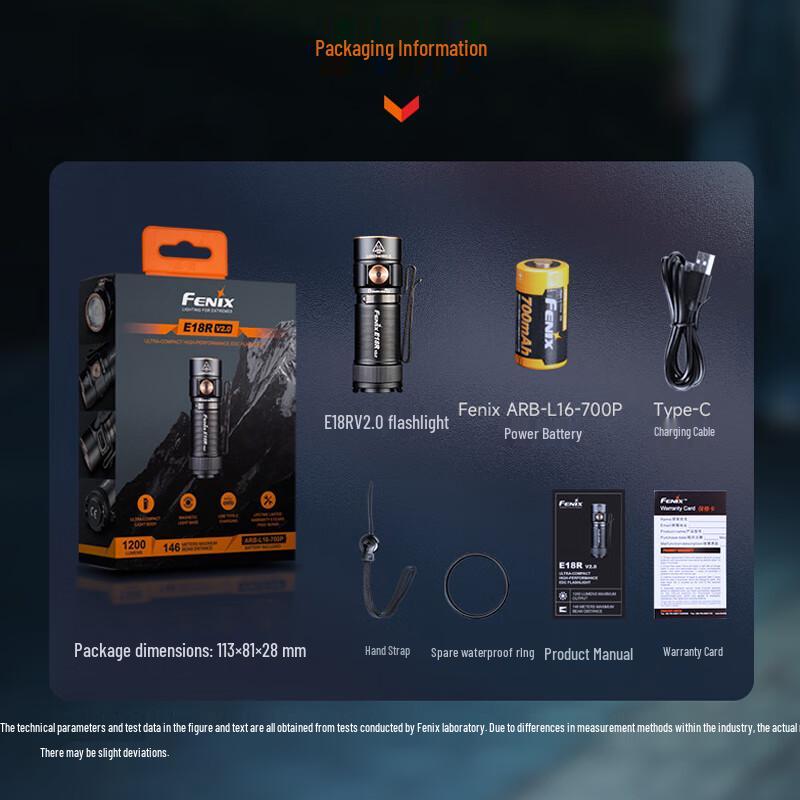 Fenix E18R V2.0 Compact 1200 Lumen EDC Flashlight