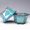 Pottery Flower Pot Bowl Glazed Ceramic Succulent Planter Pot with Hole Polygonal Artistic Ornament for Indoor Outdoor