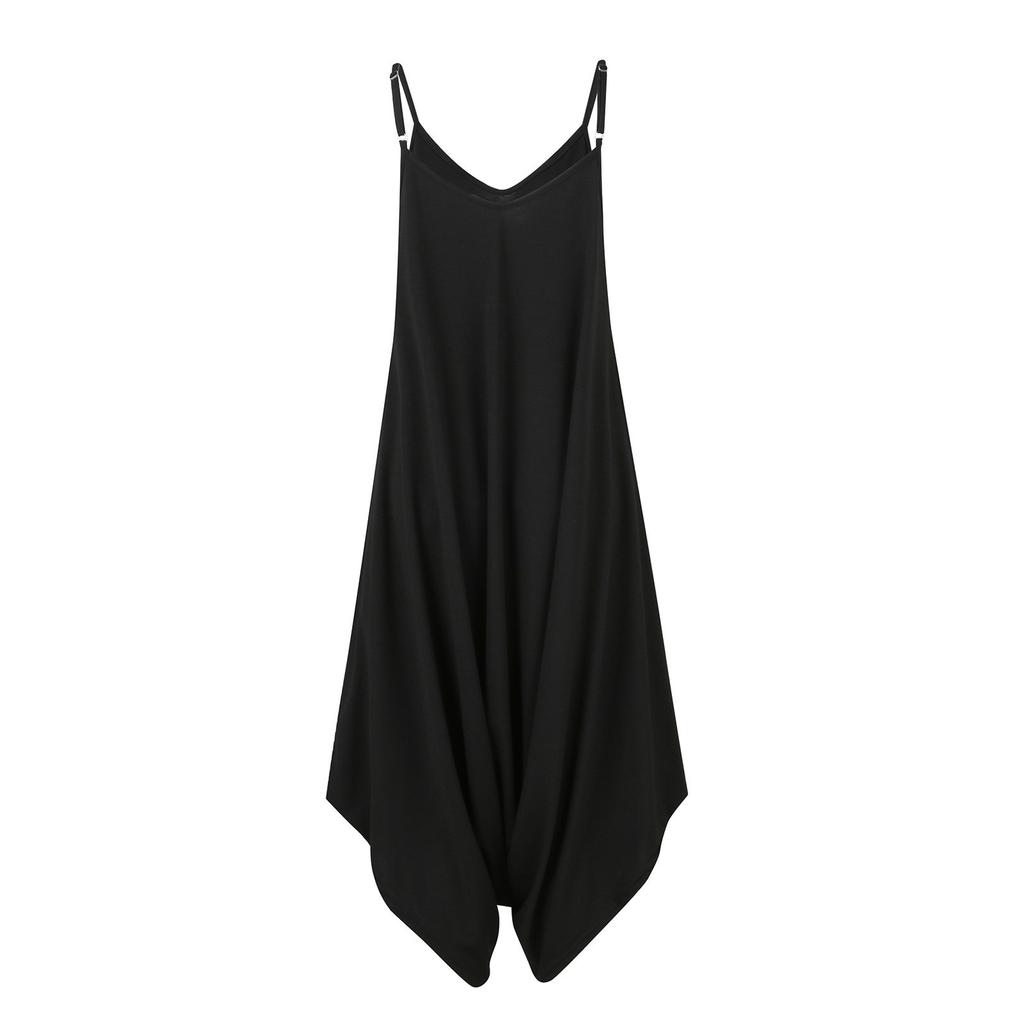 Fashion V-Neck Camisole Jumpsuit For Womens Adjustable Spaghetti Straps Vintage Romper Jumpsuit With Pocket