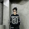 Womens 2026 Streetwear Tracksuit Set Loose Fit A Letter Print Rhinestone Detail Drawstring Jogger Pants Two-Piece