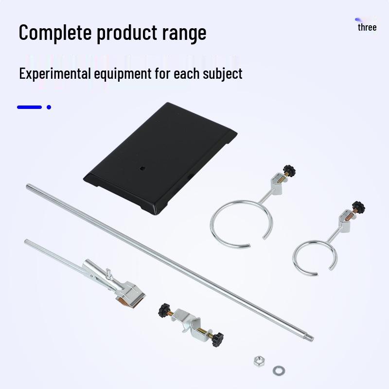 Iron Stand with Square Base for Laboratory Experiments - Complete Set with Flask Clamp & Burette Holder