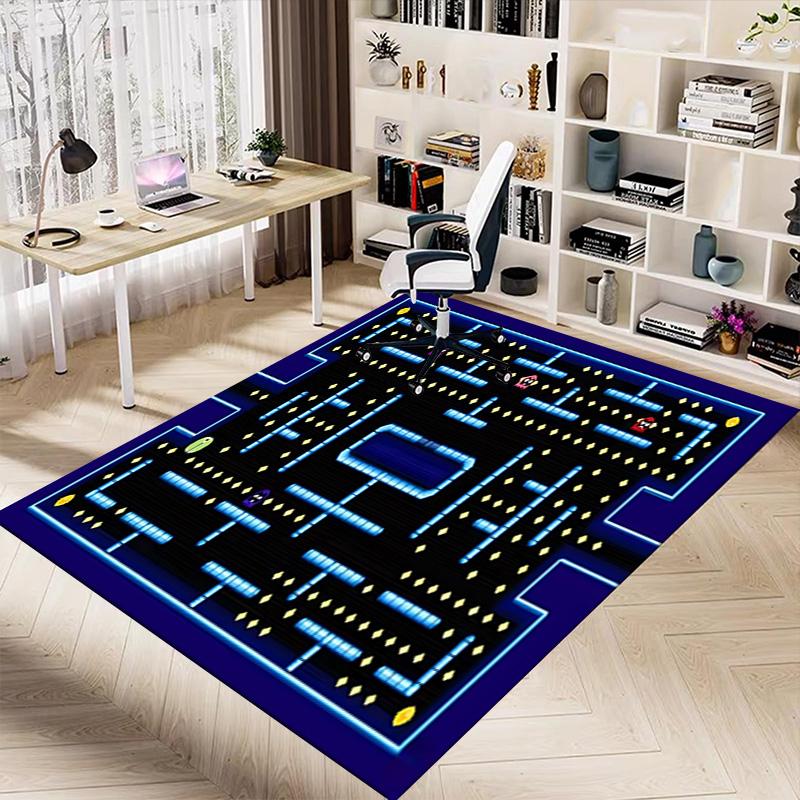 1pc Pacman Maze Adventure Carpet for Playroom Bedroom Living Room Sofa Home Decor,kids Game Area Rug Non-slip Floor Mat Y730144