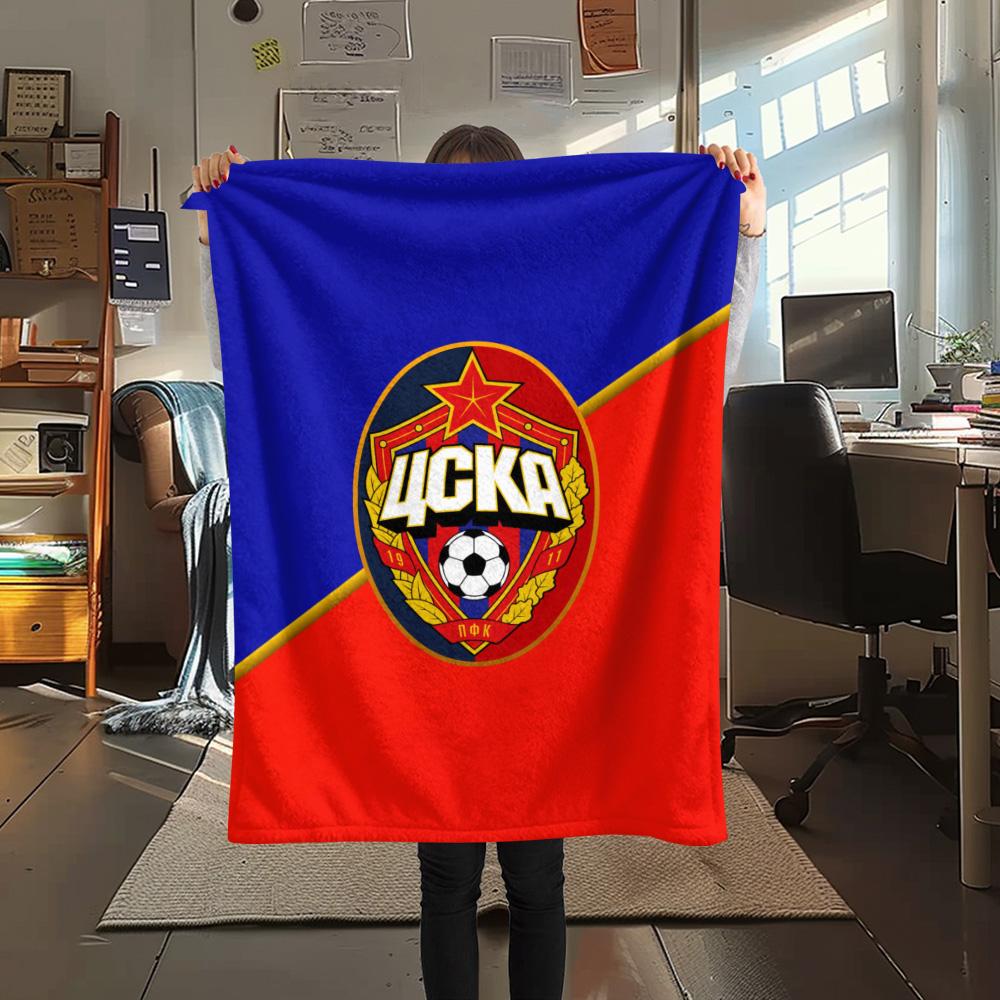 1Pc CSKA Moscow Logo Print Flannel Blanket High Quality Warm Comfortable Cover for All Seasons Perfect for Gifts Home Decor