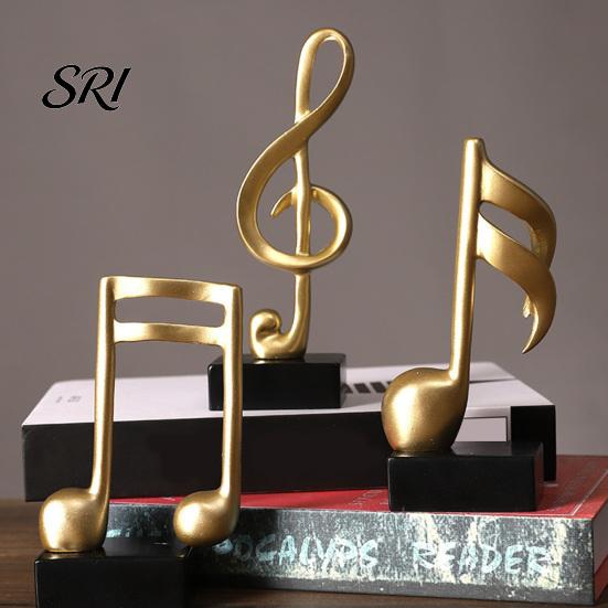 Versatile Music Figurine Note Sculpture Gold Resin Musical Symbol Modern Decor Tabletop Decoration for Piano Room Home Office Table Centerpiece Small