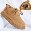 100% Натуральная Кожа Зимняя Обувь Мужские Снежные Ботинки Толстая Подошва Теплый Плюш Модные Замшевые Кожаные Мужские Ботильоны