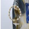 Exquisite Angel Wing Cross Rosary Bracelets Bronzing Acrylic Baptism Stretch Beaded Bracelets for Women Girls Religious Gift
