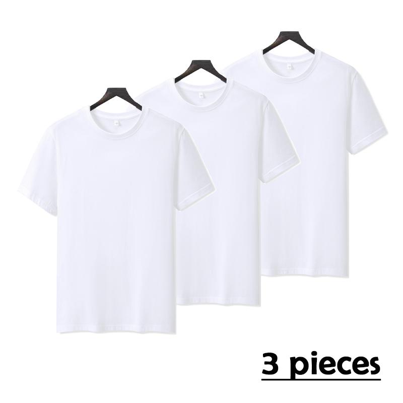 Zirunking 2023 Summer New 100% Cotton 3PCS Solid T Shirt Unisex Causal O-neck Basic T-shirt Male/Female High Quality Classical Tops HUIPA1-3PCS