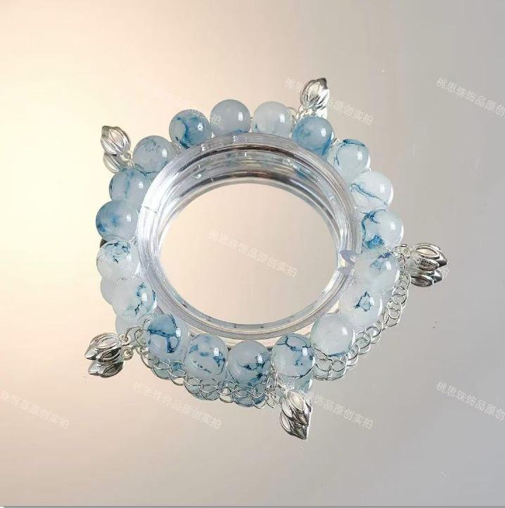 Прозрачный браслет из бусин «Лотос»: Ювелирные изделия в китайском стиле, легкая роскошь, универсальные, для женщин