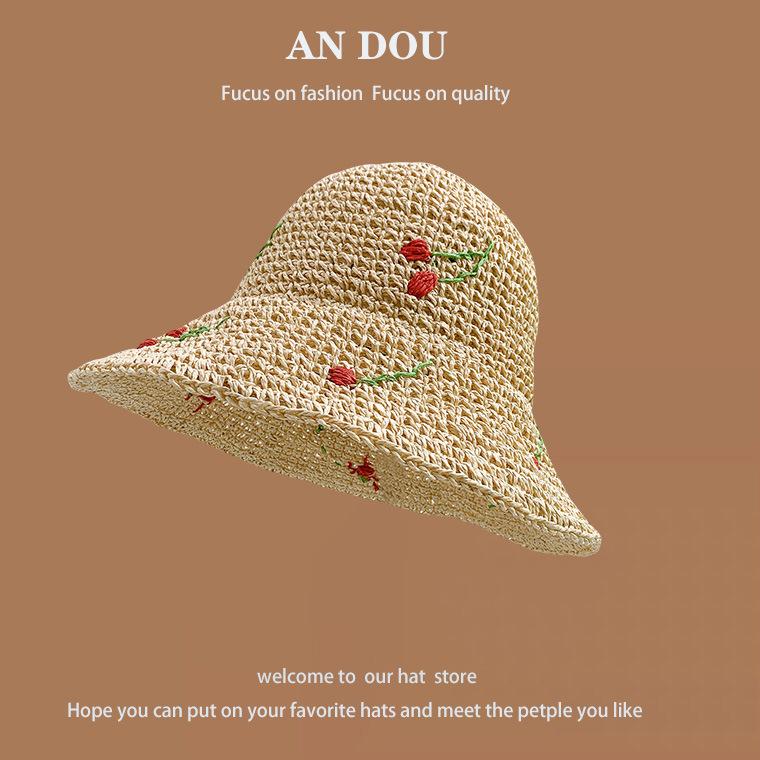 Весенне-летняя милая соломенная шляпа с диким плетением, женская солнцезащитная шляпа для моря, солнцезащитный крем для рыбалки, шляпа с большими полями, показывающая лицо, маленькая шляпа-горшок, прилив