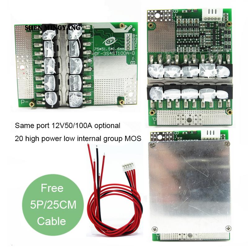 4S 12V Плата защиты аккумулятора 100A Разрядка того же порта с балансом 3,2V Lifepo4 Плата защиты BMS