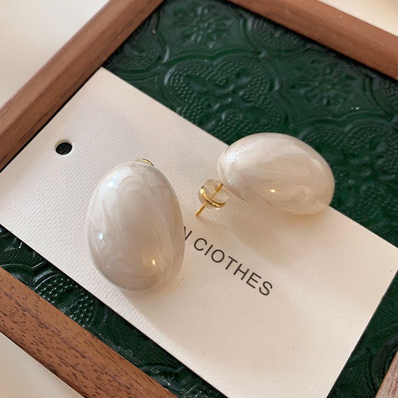 Oval Ancora Red Earrings 2026 New Popular Enamel Earrings Light Luxury High-End European and American Retro Style Earrings