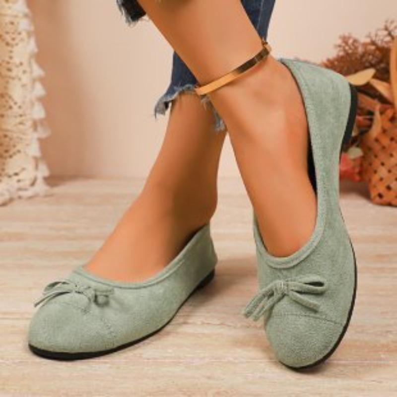 Женские балетки с французским бантом - Мокасины для вождения с мягкой подошвой и круглым носком для весны/осени, Изящные вечерние балетки