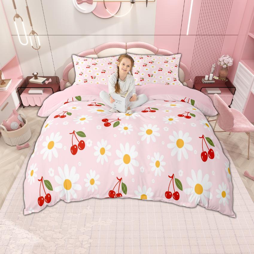 Одеяло Homewish Kawaii Вишня Для Девочек Милый Бант Постельное Белье Для Принцессы Геометрический Буйвол Клетка Комплект Постельного Белья