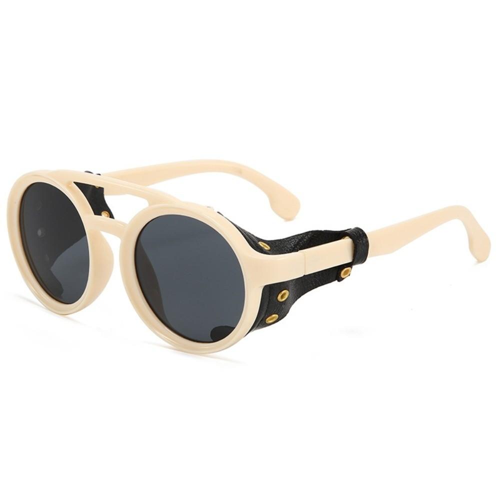 Leather Side Retro Round Glasses Anti Wind Vintage Goggles Classic Steampunk Sunglasses Outdoors