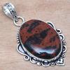 Pendant Mahogany Obsidian Gemstone Valentine'Day Gift Silver Jewelry 2.25"