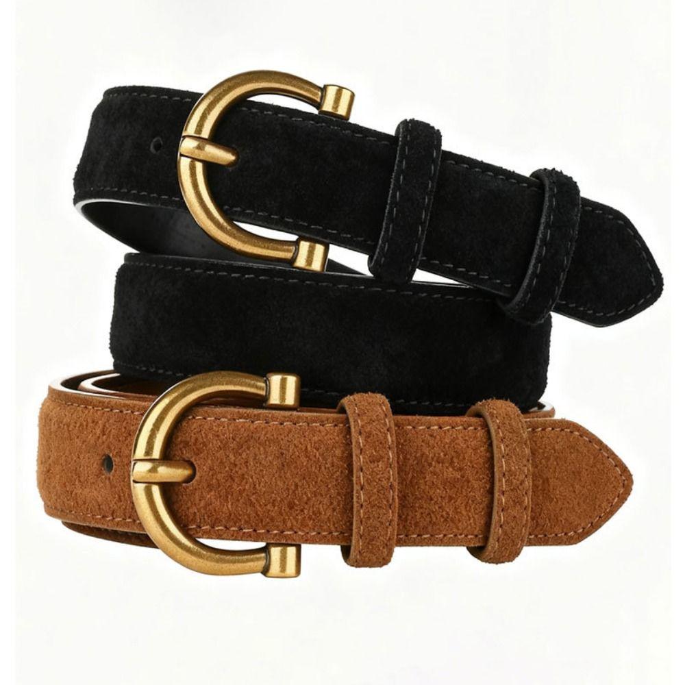 Ремень в стиле ретро с пряжкой из замши и кожи, роскошный дизайн, универсальный женский пояс, широкий пояс для пальто и юбки.