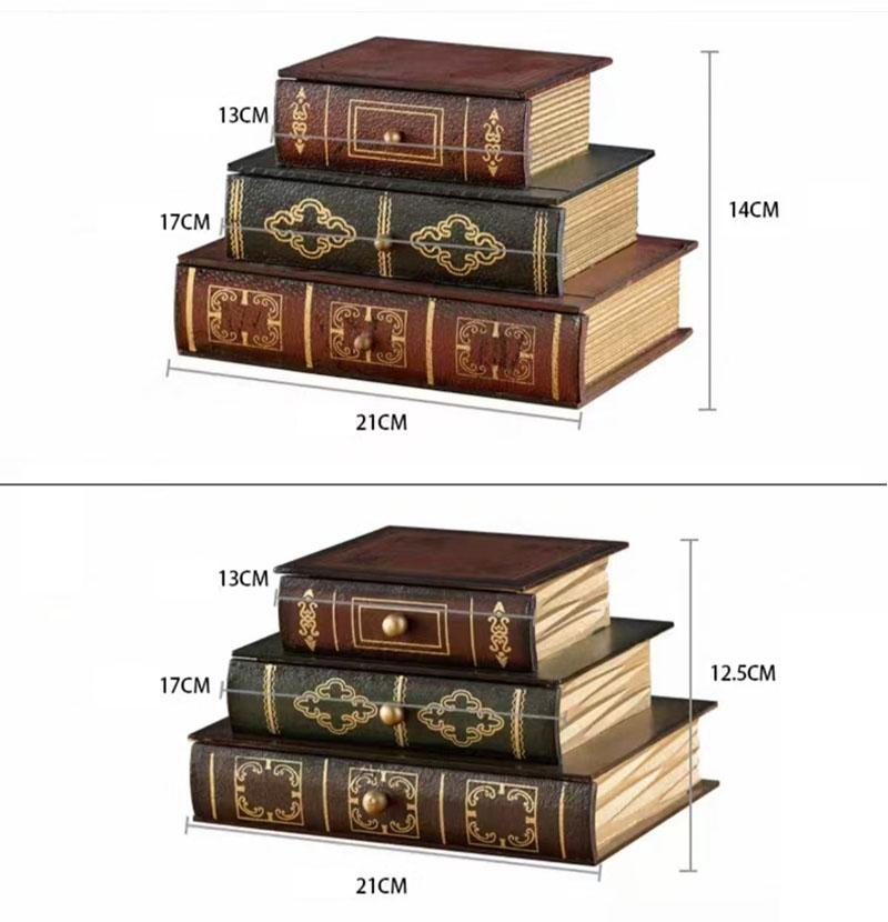 Винтажная деревянная шкатулка в форме книги Декоративные предметы для дома Спальни Шкатулка для украшений Украшения Офиса Рабочего стола Аксессуары для хранения