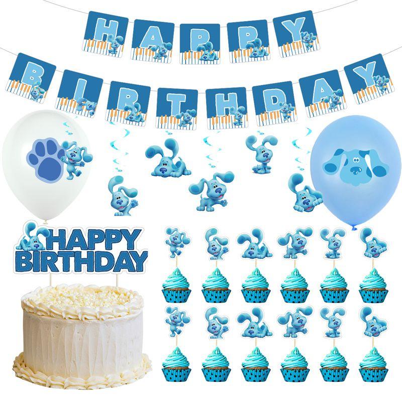 Cheerful Blue's Clues Birthday Party Decoration Set Featuring Colorful Cake Toppers And Swirls