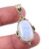 Подвеска из натурального радужного лунного камня 925 пробы из цельного серебра в двух тонах 1,75" o0I17