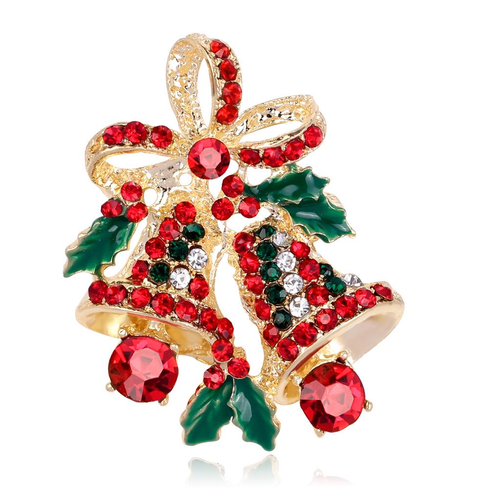 2021 New Year Christmas Brooch Flower Wreath Xmas Tree Bells Elk Enamel Brooches Pins For Women Men Fine Jewelry Christmas Gifts