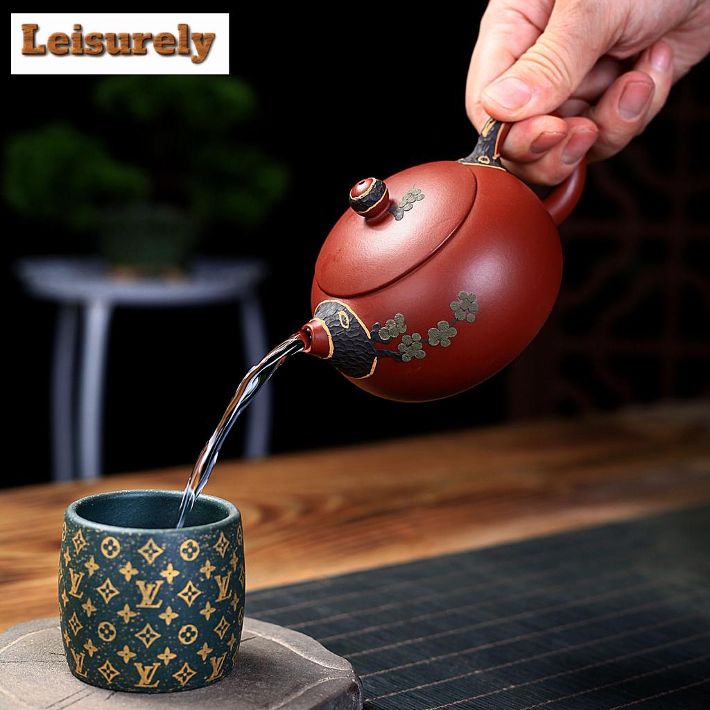 240ml Antique Yixing Purple Clay Tea Pot Handmade Dahongpao Xishi Teapot Chinese Beauty Filter Infuser Zisha Teaset Tea Ceremony