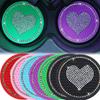 Car Diamond Inlaid Water Cup Pad Heart Shape Non-Slip Mat Silica Pad Cup Holder Mat Gadget Auto Interior Decoration Accessories