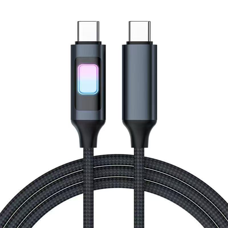 Плетеный USB-C кабель 100 Вт с быстрой зарядкой и цветным дышащим светом для Apple и Huawei 15/17